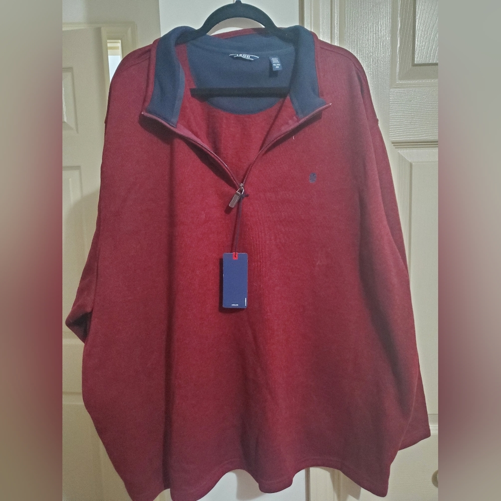 Izod Big & Tall Burgundy and Navy Quarter Zip